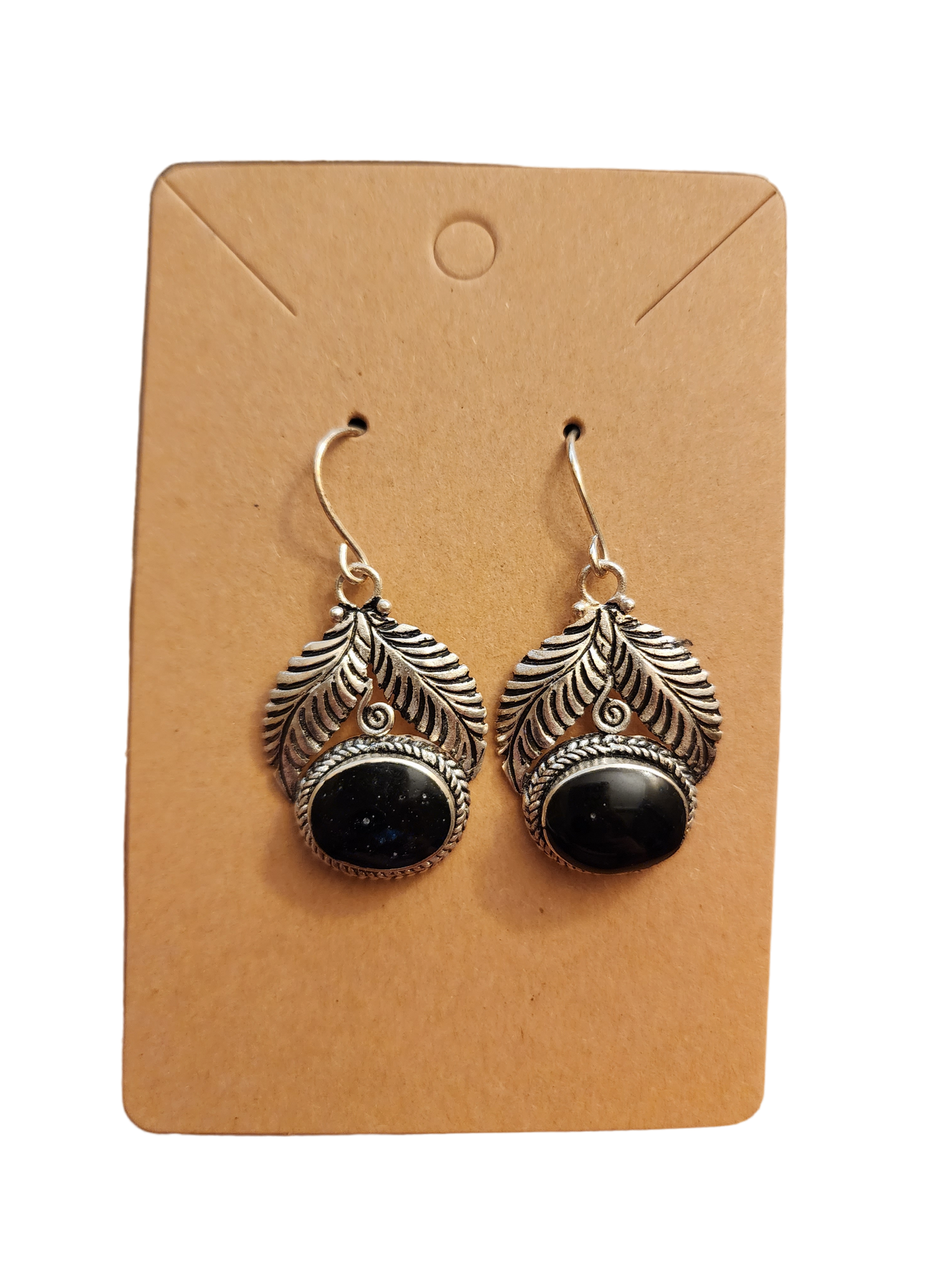 Acc Leave Black Oval Earing