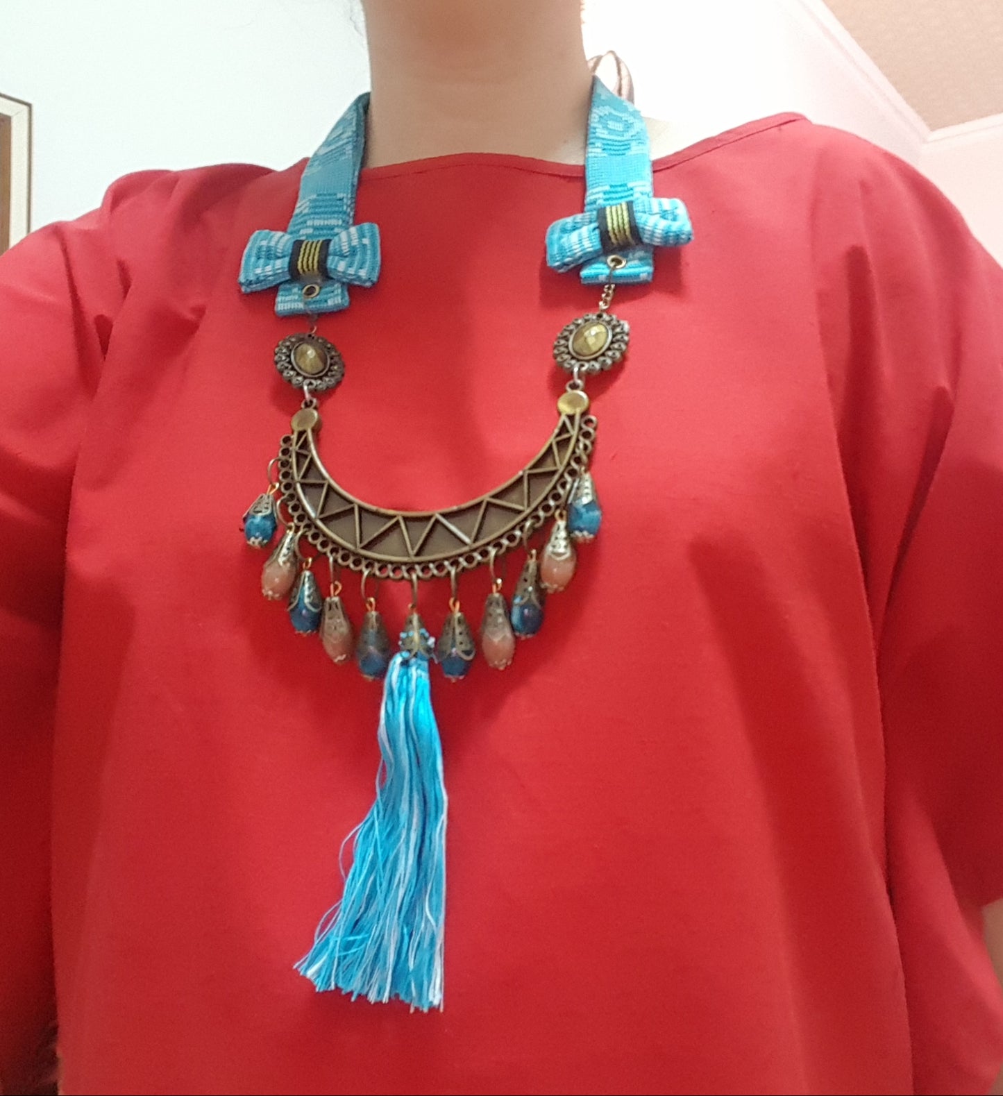Acc Necklace Light Blue Tenun Sumba