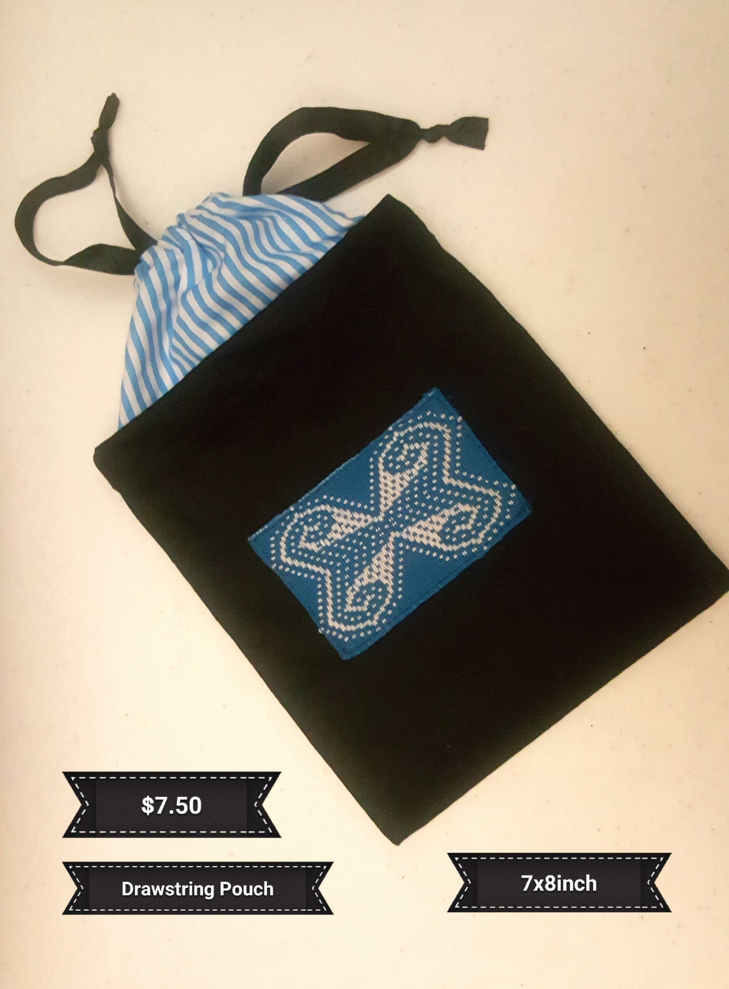 Drawstring Pouch Blue