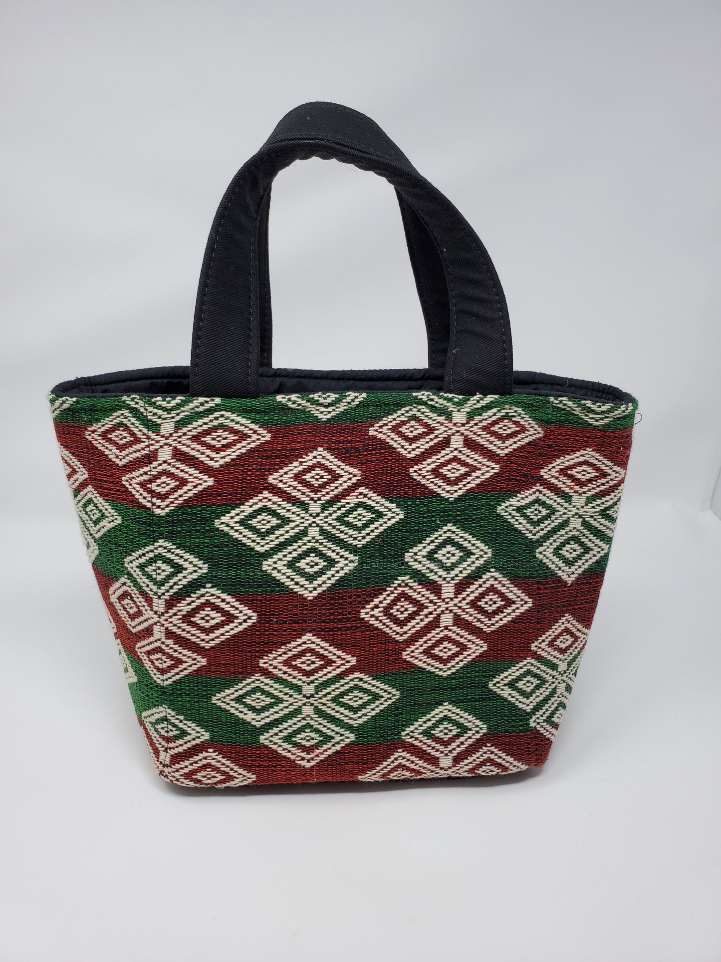Hand Bag Red Green M D Motif