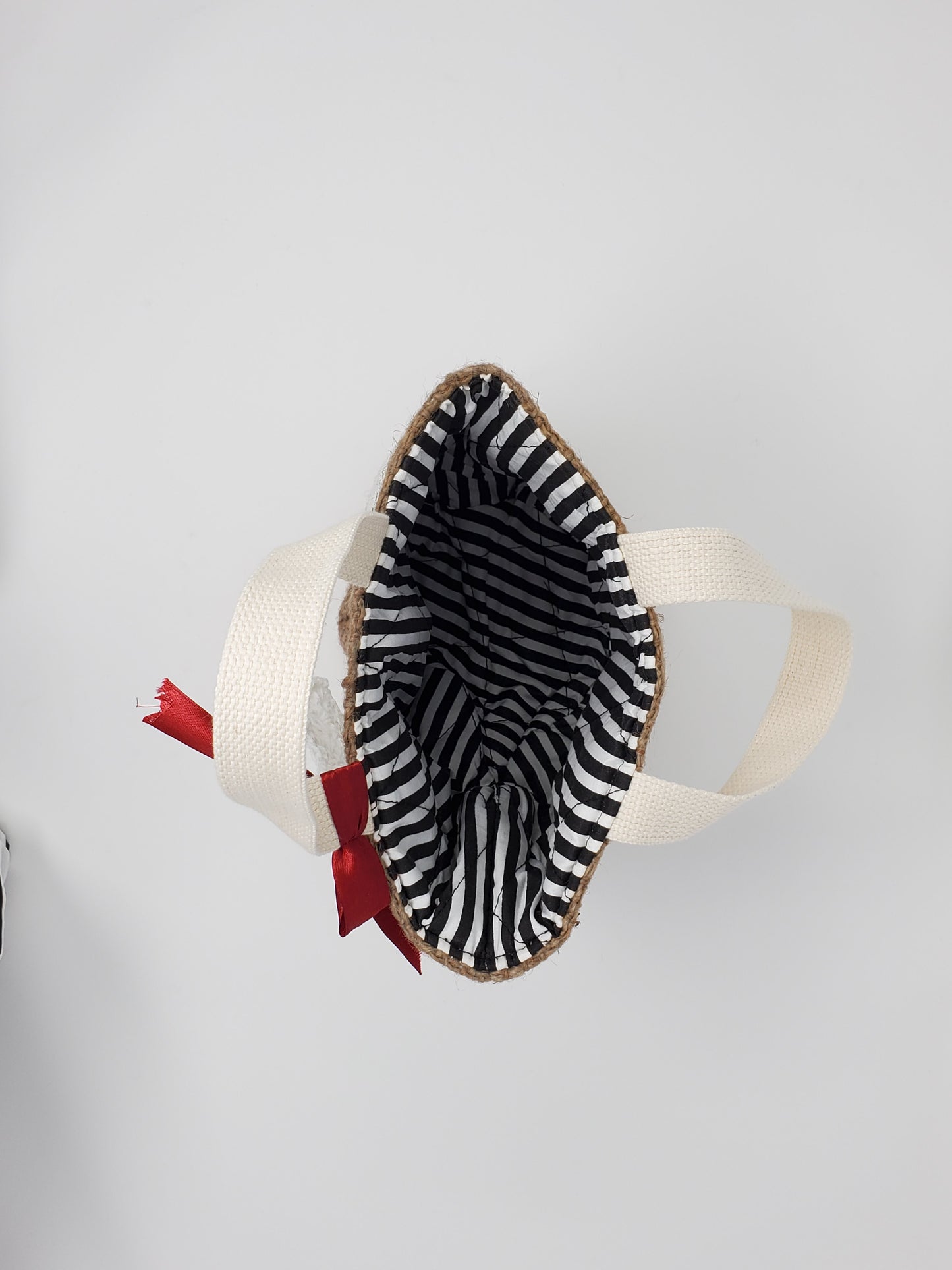 HandBags Burlap with Crochet Ornament