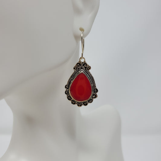 Acc Red Oval Sterling Silver