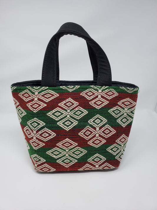 Hand Bag Red Green M D Motif