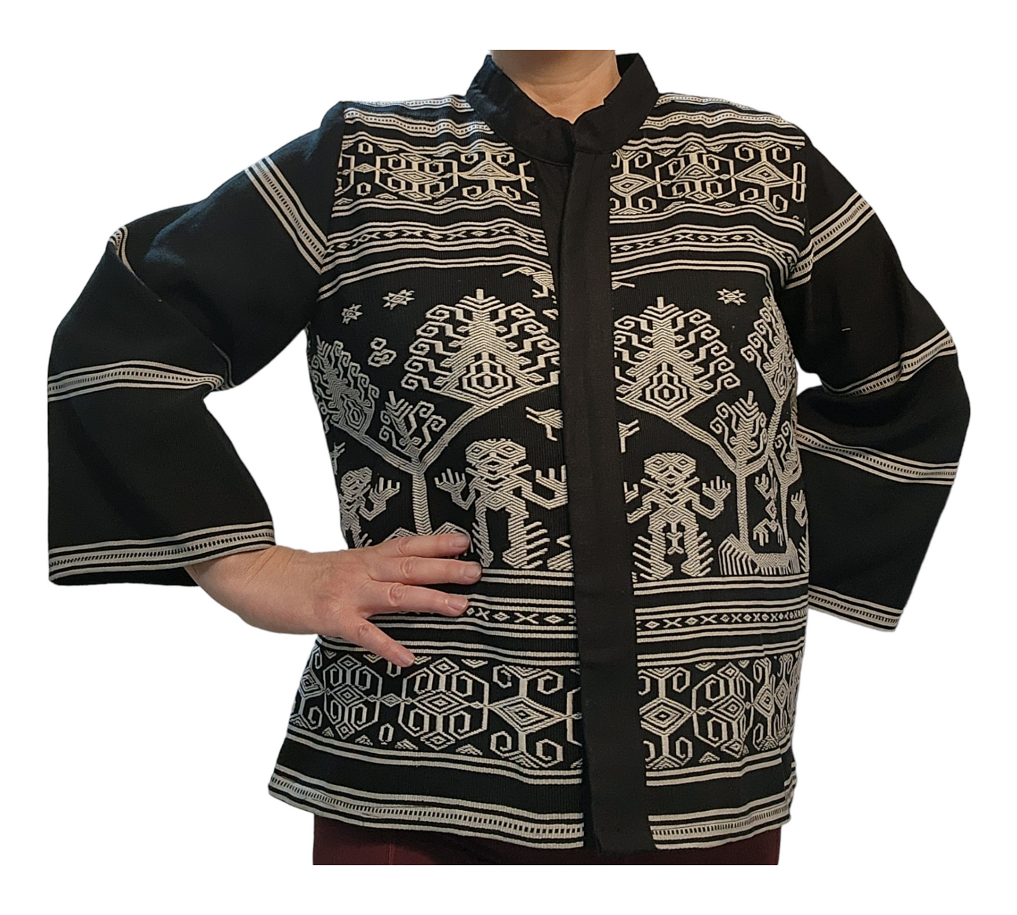 Clt Coat Tenun Black & White