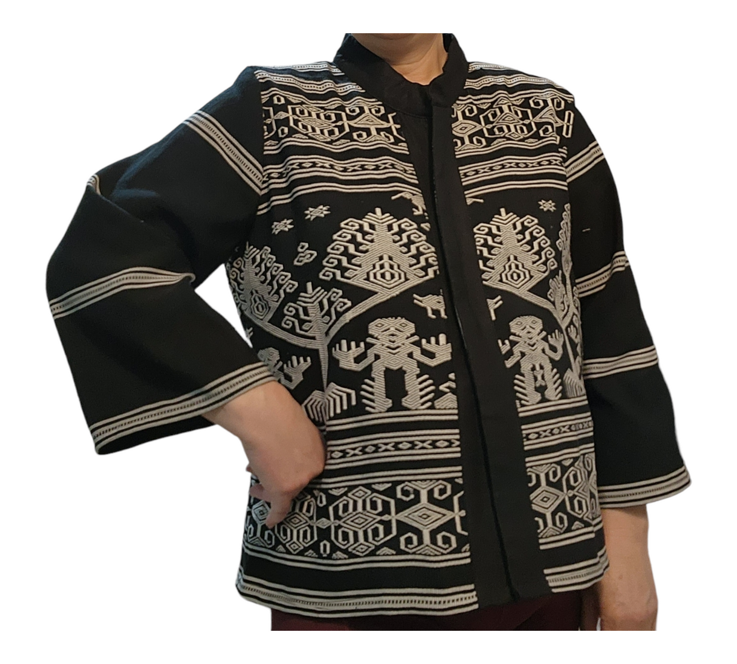 Clt Coat Tenun Black & White